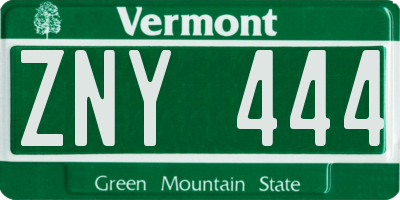VT license plate ZNY444
