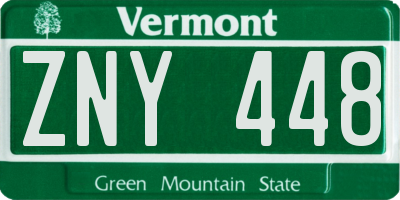 VT license plate ZNY448