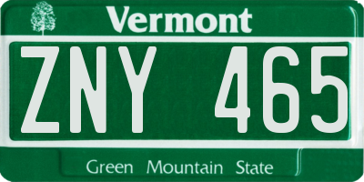 VT license plate ZNY465