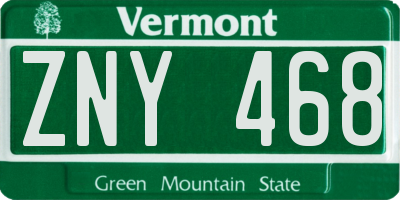 VT license plate ZNY468