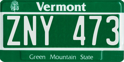 VT license plate ZNY473