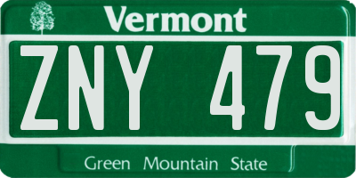 VT license plate ZNY479