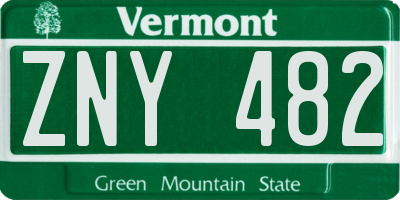 VT license plate ZNY482