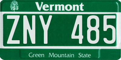 VT license plate ZNY485