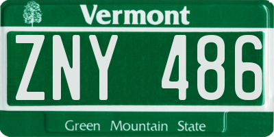 VT license plate ZNY486