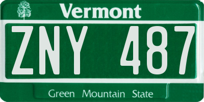 VT license plate ZNY487