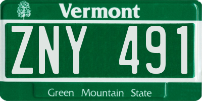 VT license plate ZNY491