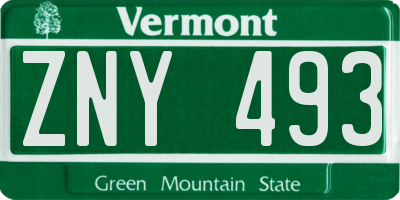 VT license plate ZNY493
