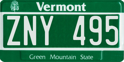 VT license plate ZNY495