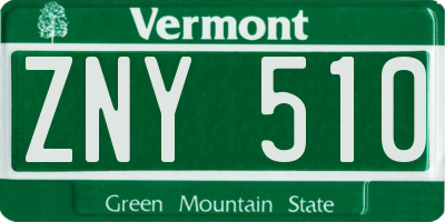 VT license plate ZNY510