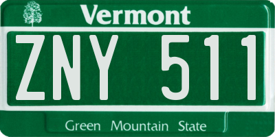 VT license plate ZNY511