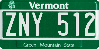 VT license plate ZNY512