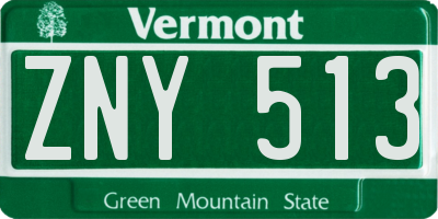 VT license plate ZNY513