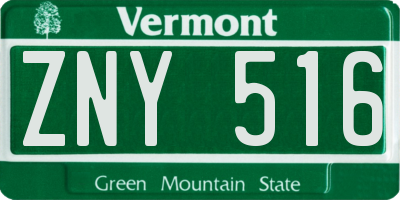 VT license plate ZNY516