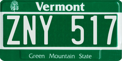 VT license plate ZNY517