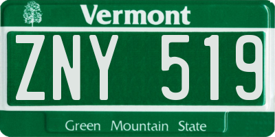 VT license plate ZNY519