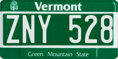 VT license plate ZNY528