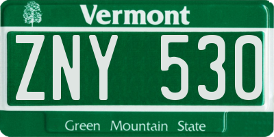 VT license plate ZNY530