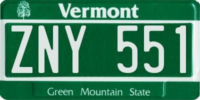VT license plate ZNY551