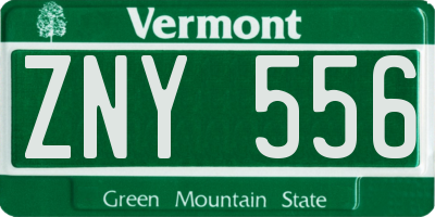 VT license plate ZNY556
