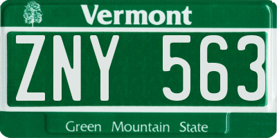 VT license plate ZNY563
