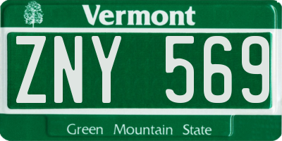 VT license plate ZNY569