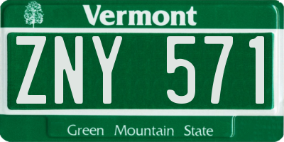 VT license plate ZNY571