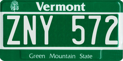 VT license plate ZNY572