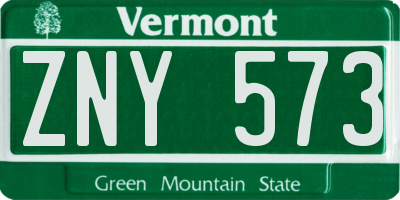 VT license plate ZNY573