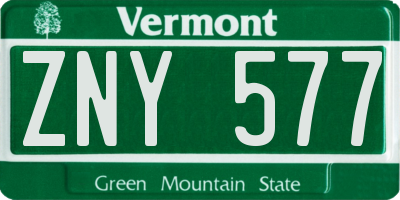 VT license plate ZNY577