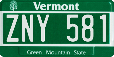 VT license plate ZNY581