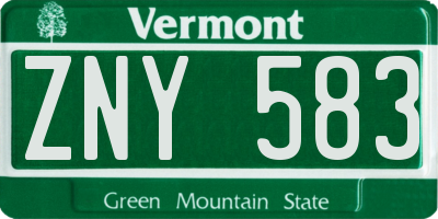 VT license plate ZNY583