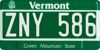 VT license plate ZNY586