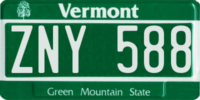 VT license plate ZNY588