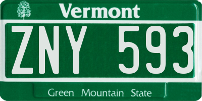 VT license plate ZNY593