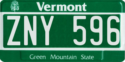 VT license plate ZNY596