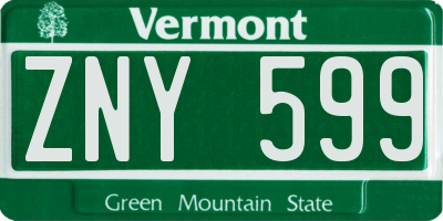VT license plate ZNY599
