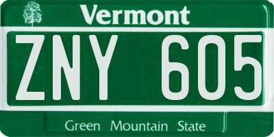 VT license plate ZNY605