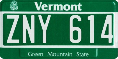 VT license plate ZNY614