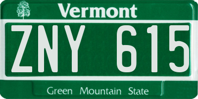 VT license plate ZNY615