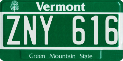 VT license plate ZNY616