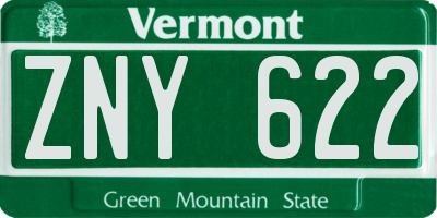 VT license plate ZNY622
