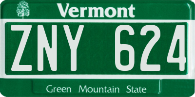 VT license plate ZNY624
