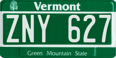 VT license plate ZNY627