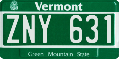 VT license plate ZNY631