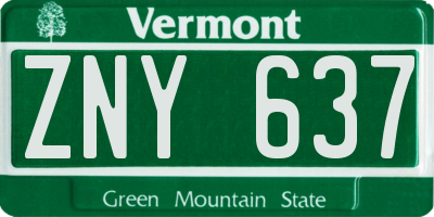 VT license plate ZNY637