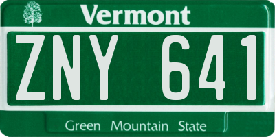 VT license plate ZNY641