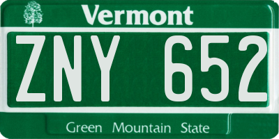 VT license plate ZNY652