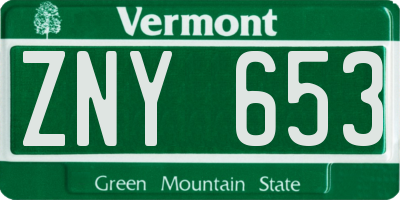 VT license plate ZNY653