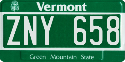 VT license plate ZNY658